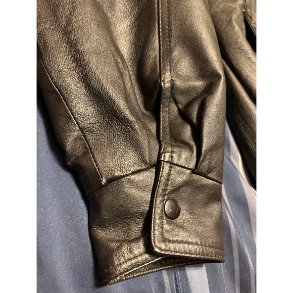 VTG Peterbilt 387 Burks Bay Leather Jacket XXL Black Premium Edition Map Lining - Picture 11 of 13